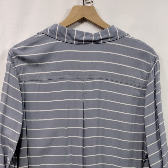 BeachLunchLounge Stripped Button Shirt Womens L Gray Boho Retro 90s Y2K Casual - Picture 6 of 8